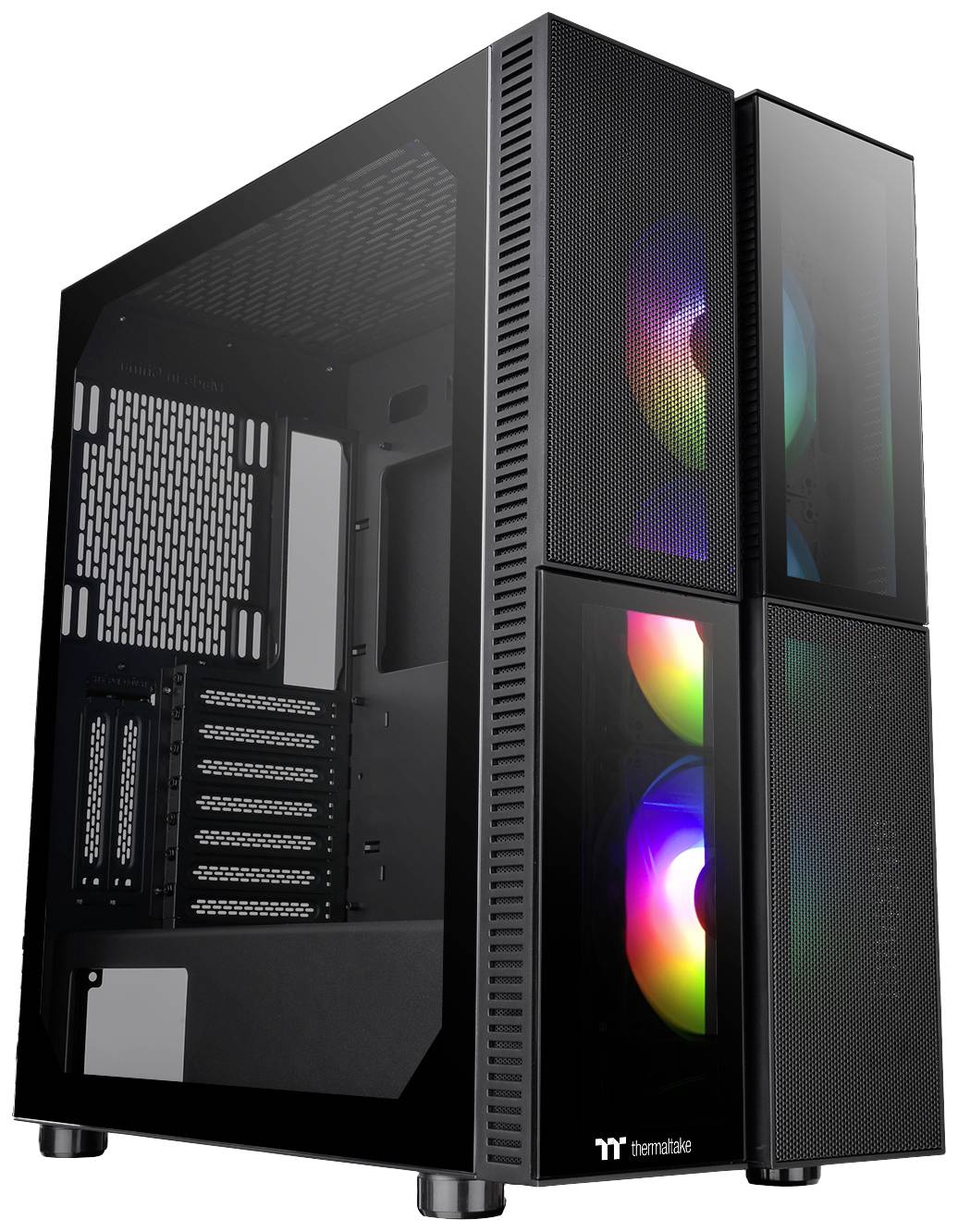 Thermaltake CA-1W1-00M1WN-01 Midi-tower PC-behuizing Zwart 3 voorgeïnstalleerde LED-ventilators, LCS-compatibel, Zijvens