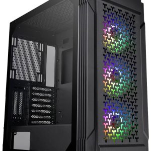 Thermaltake CA-1W2-00M1WN-01 Midi-tower PC-behuizing Zwart 3 voorgeïnstalleerde LED-ventilators, LCS-compatibel, Zijvens