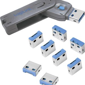 LogiLink AU0045 USB-A-poortslot Set van 8 stuks Zilver, Blauw Sleutelslot Incl. 1 sleutel LogiLink AU0045 USB-A-poortslot Set van 8 stuks Zilver, Blauw Sleutelslot Incl. 1 sleutel