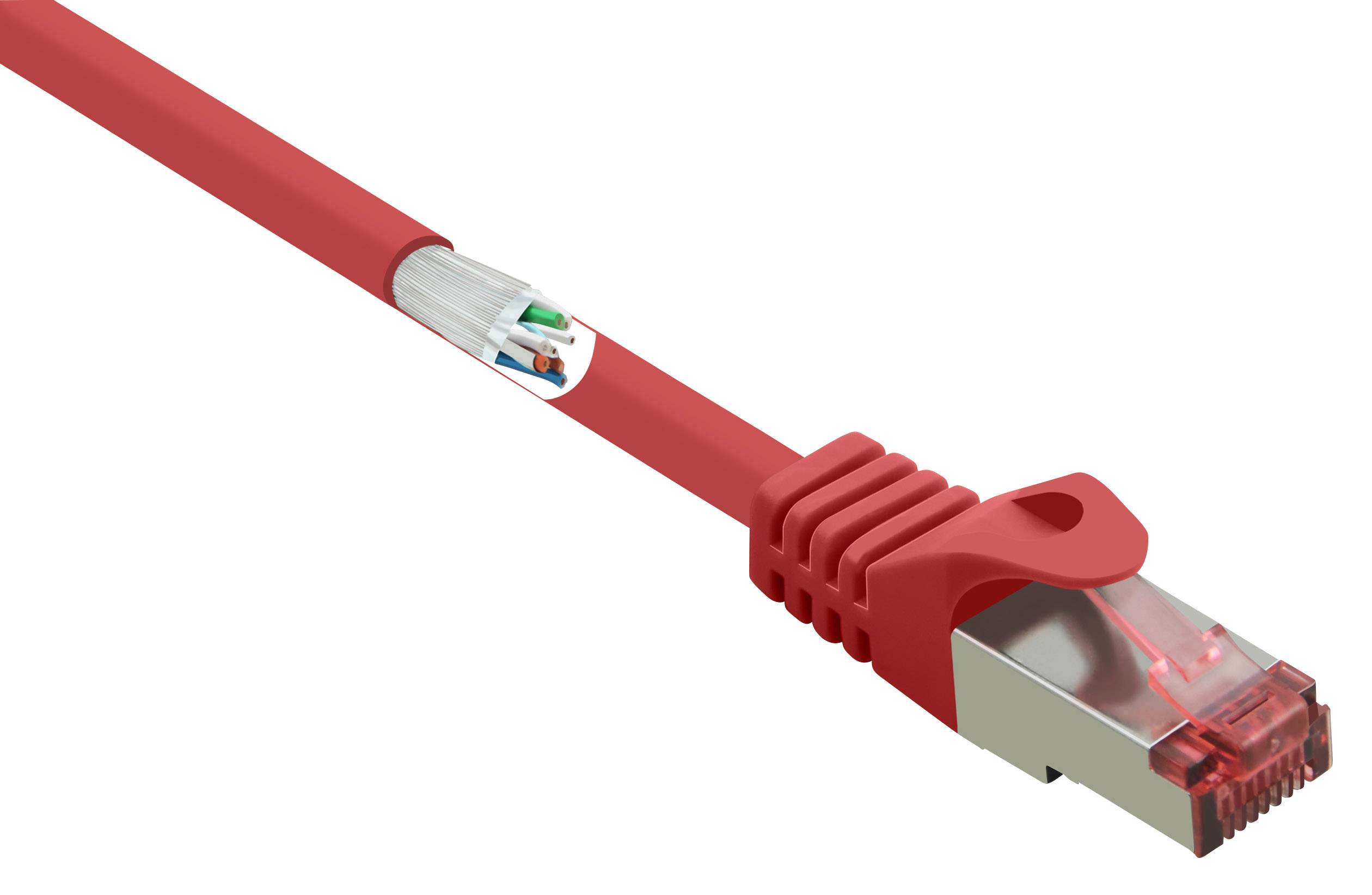 Renkforce RF-5372564 RJ45 Netwerkkabel, patchkabel CAT 6 S/FTP 10.00 m Rood Snagless, Vergulde steekcontacten, Vlambeste