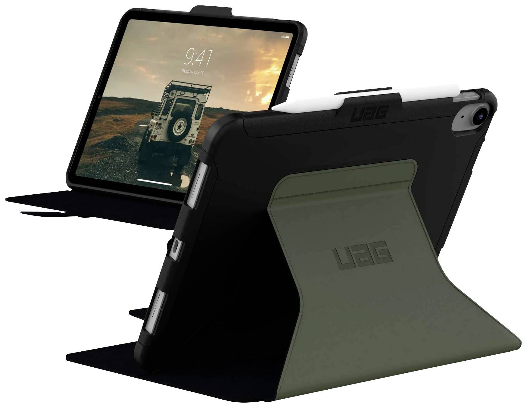 Urban Armor Gear Scout Folio Back cover Zwart, Olijf Tabletcover