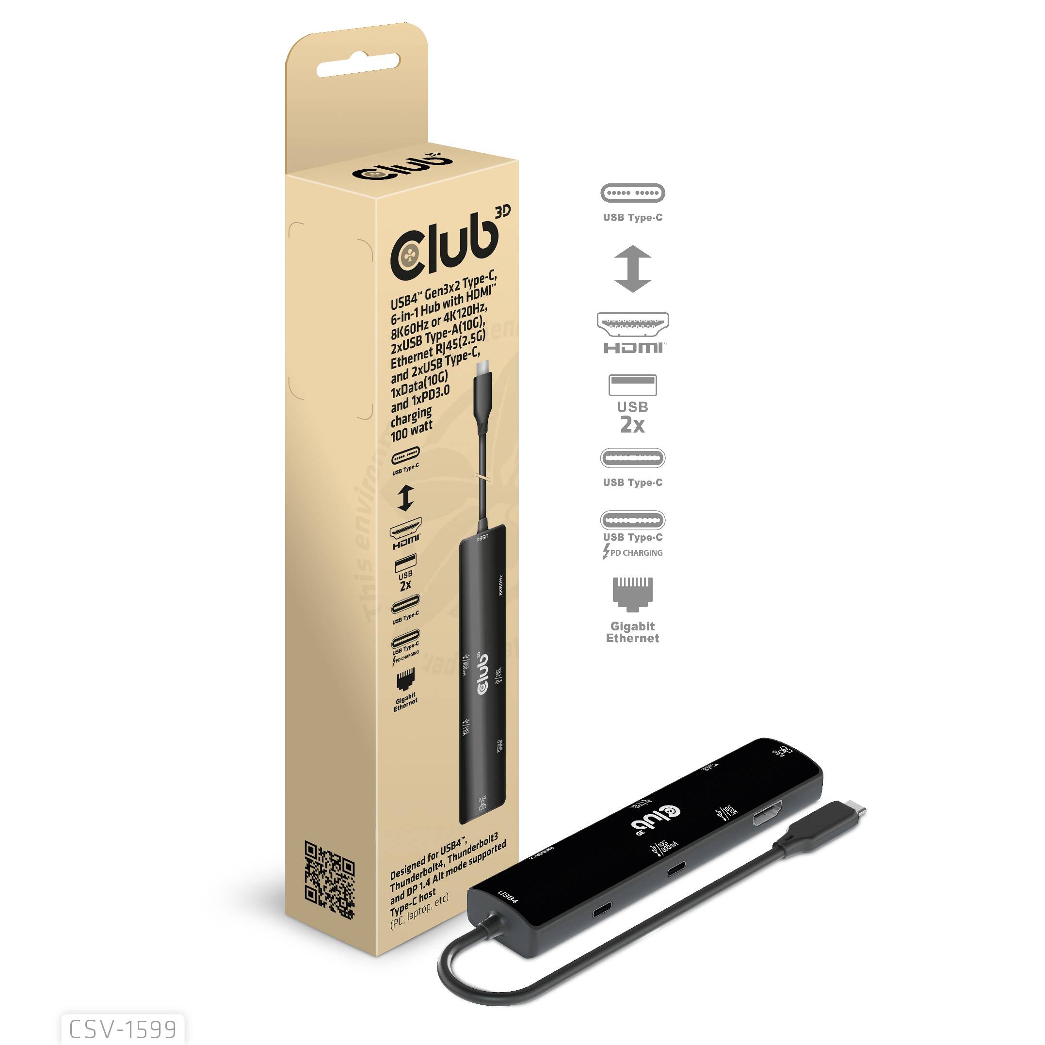 club3D CSV-1599 USB-C dockingstation Geschikt voor merk (dockingstation): Universeel USB-C Power Delivery