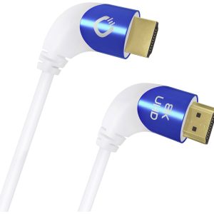 Oehlbach D1C42546 HDMI-kabel HDMI Aansluitkabel HDMI-A-stekker, HDMI-A-stekker 1.50 m Wit 8K UHD, 90° haaks naar links,