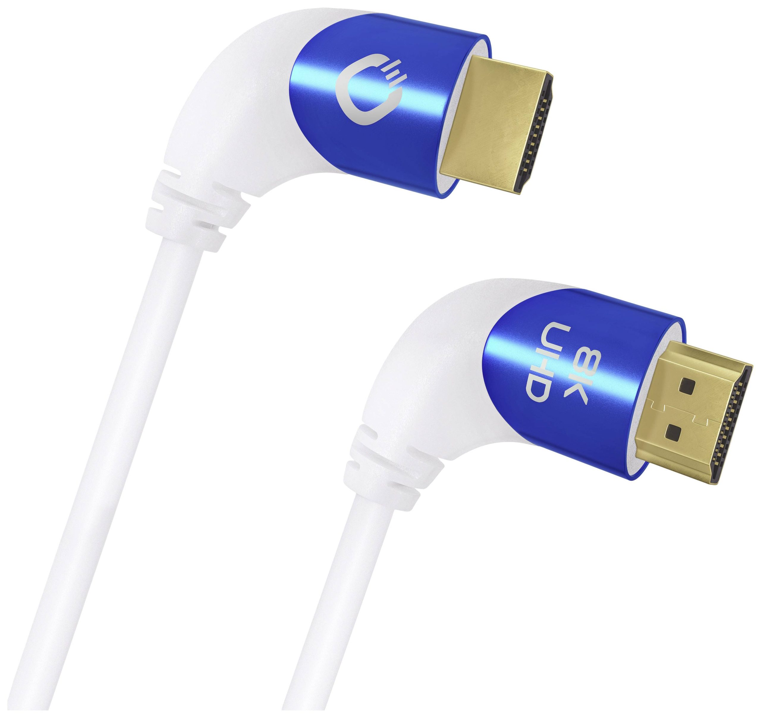 Oehlbach D1C42546 HDMI-kabel HDMI Aansluitkabel HDMI-A-stekker, HDMI-A-stekker 1.50 m Wit 8K UHD, 90° haaks naar links,