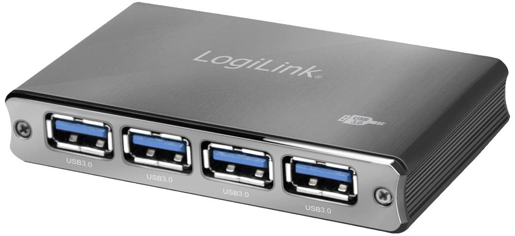 LogiLink UA0282 UA0282 USB-hub 4 poorten USB-A USB 3.0 5 GBit/s Met aluminium behuizing, Met status-LED's Space grijs