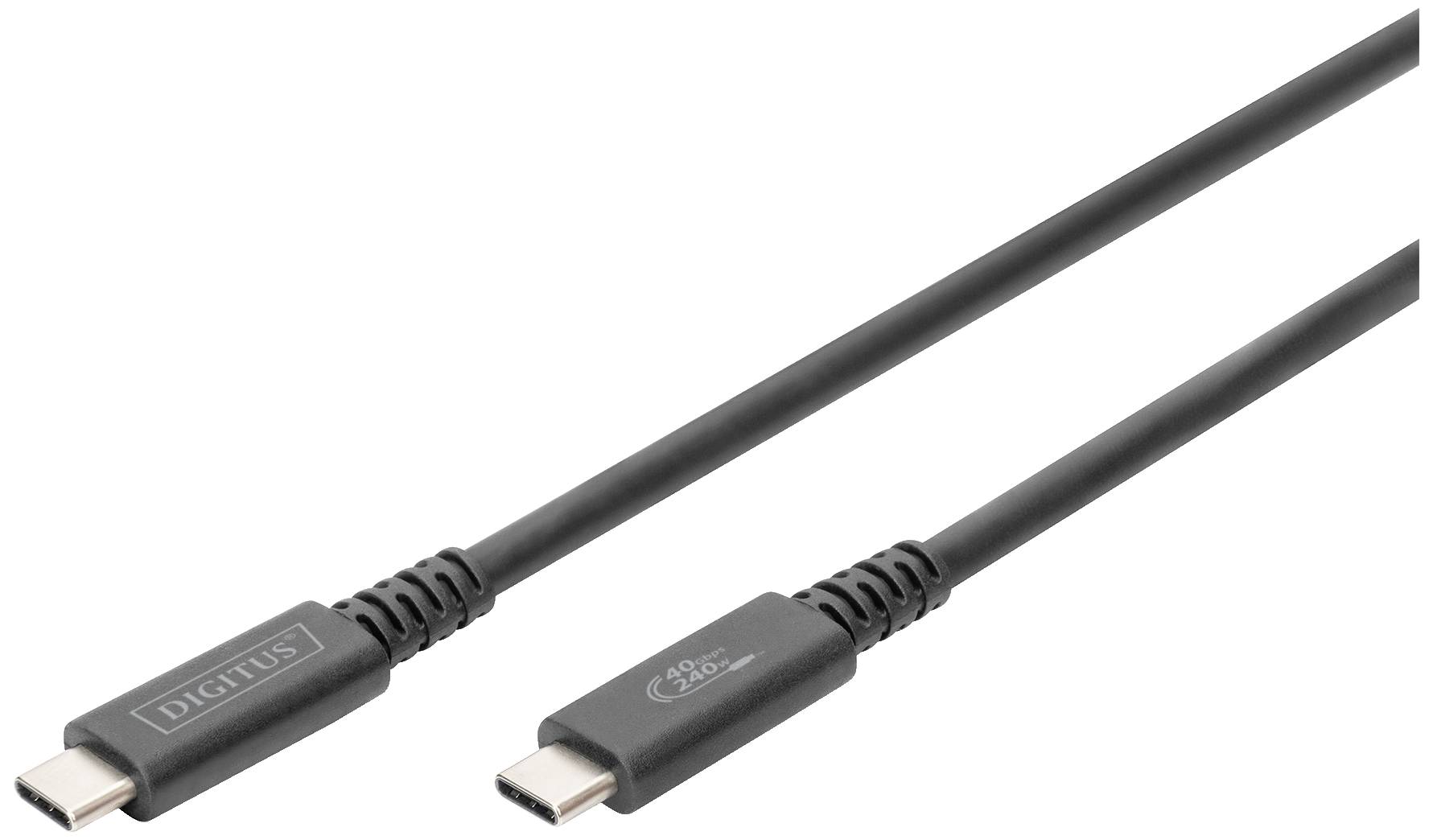Digitus AK-300343-008-S USB-kabel USB 3.2 Gen2, USB 3.2 Gen2x2, USB 3.2 Gen1 USB-C, USB-C stekker 0.80 m Zwart Flexibel,