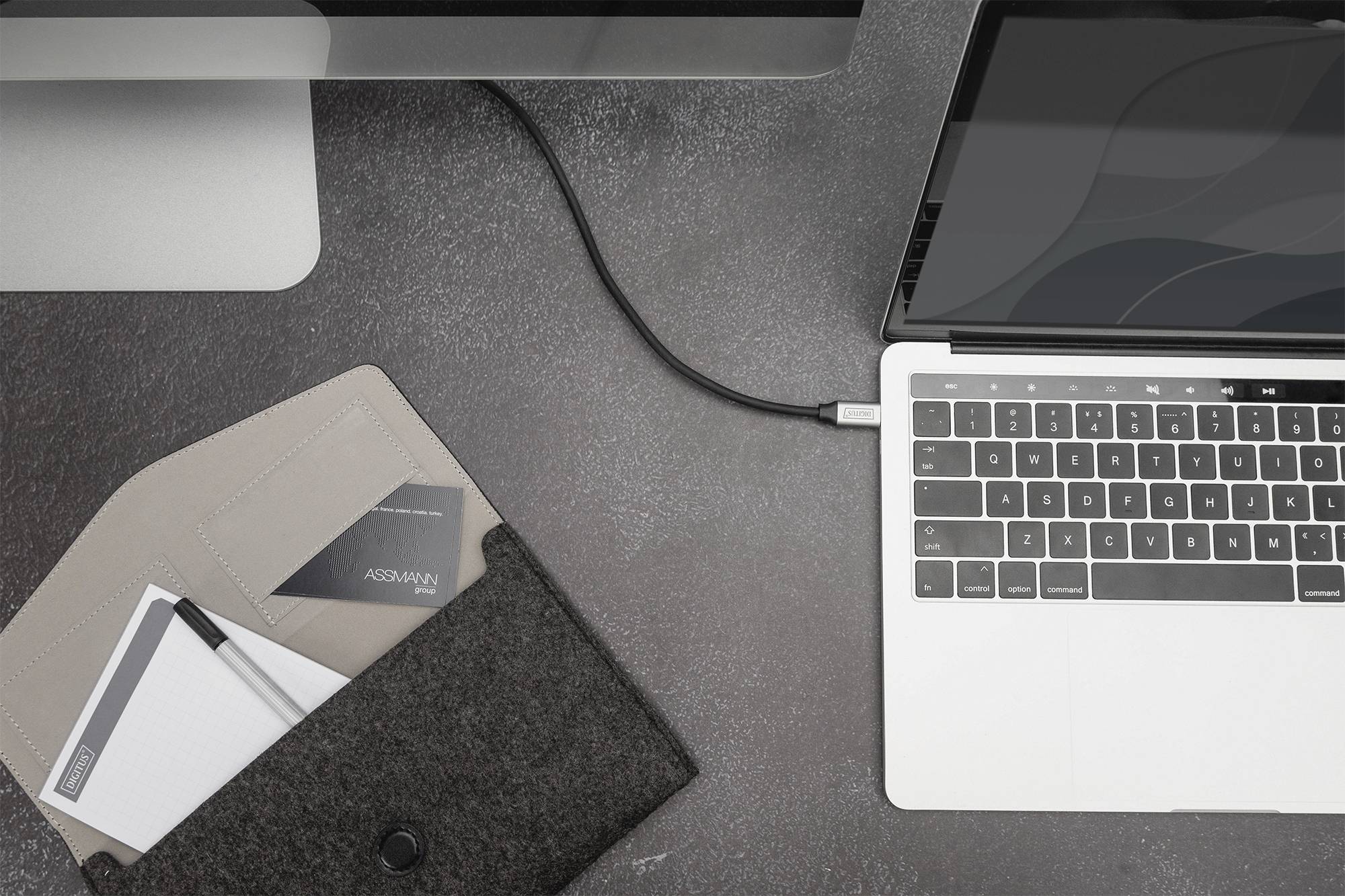 Digitus DB-300220-010-S USB-kabel USB 3.2 Gen1 USB-C, USB-C stekker 1.00 m Zwart Flexibel, Afgeschermd, Met USB