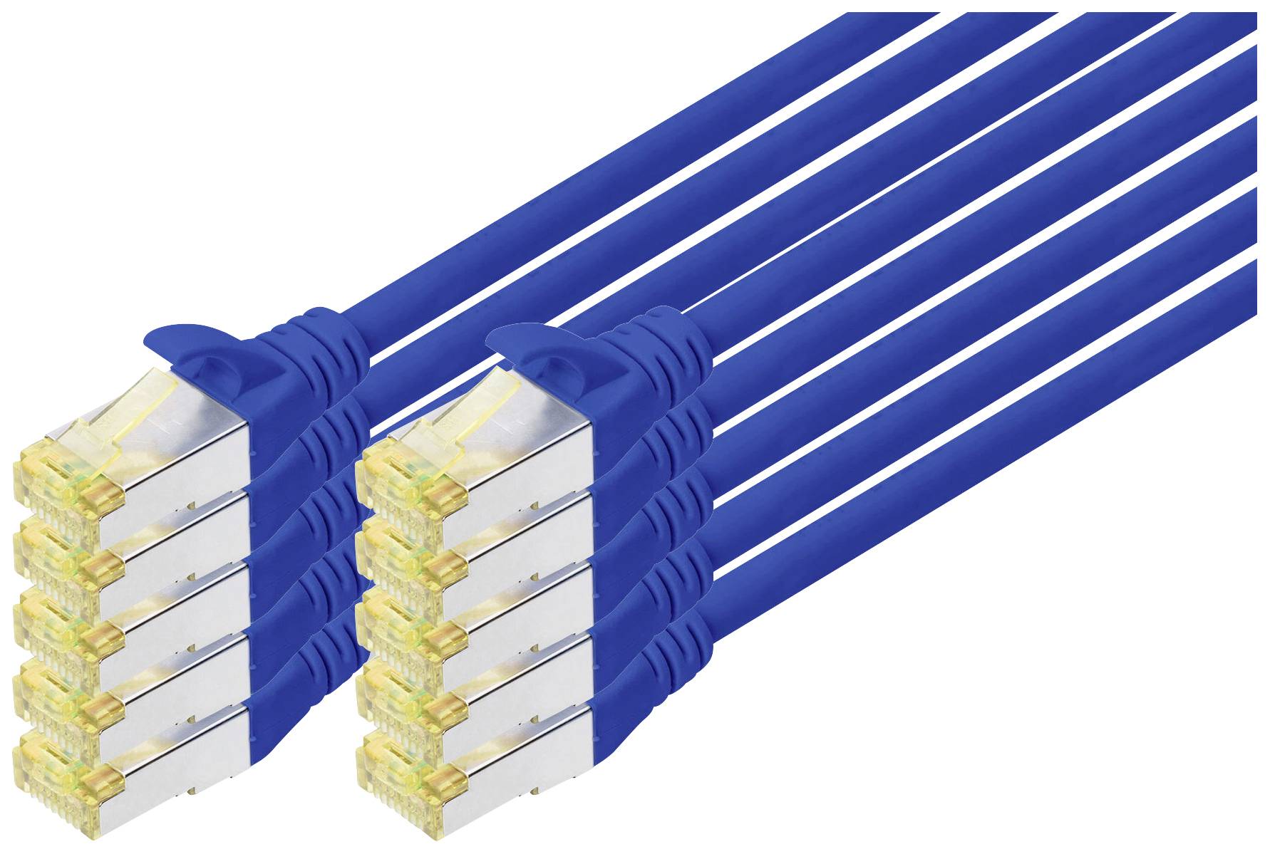 Digitus DK-1644-A-0025-B-10 RJ45 Netwerkkabel, patchkabel CAT 6A S/FTP 0.25 m Blauw 1 stuk(s)