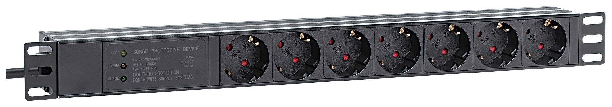 Intellinet 715140 19 inch Stekkerdoos voor patchkast 1 HE Geaarde contactdoos Zwart