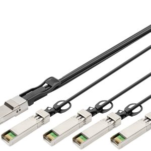 Digitus DN-81321 Glasvezel / SFP+ Optische vezel, Computer Aansluitkabel 1 m Zwart [1x QSFP+ – 4x SFP+]