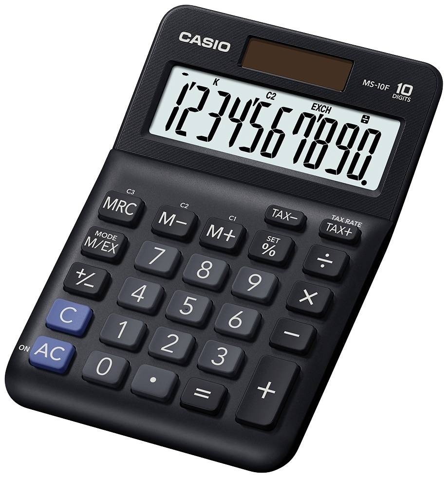 Casio MS-10F Bureaurekenmachine Zwart Aantal displayposities: 10 werkt op batterijen, werkt op zonne-energie (l x b x h)
