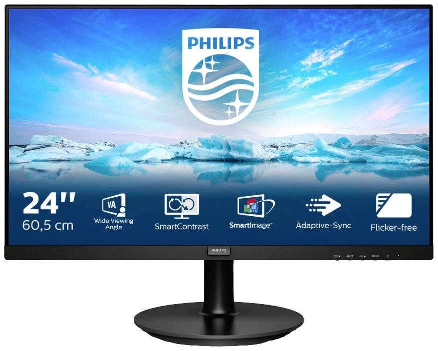 Philips Monitore 242V8LA/00 LCD-monitor Energielabel E (A - G) 60.5 cm (23.8 inch) 16:9 4 ms HDMI, DVI VA LCD