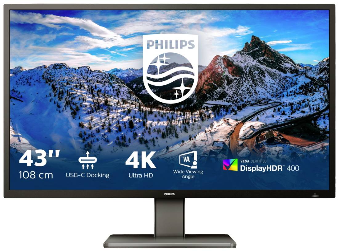 Philips Monitore 439P1/00 LCD-monitor Energielabel G (A - G) 60.5 cm (23.8 inch) 3840 x 2160 Pixel 16:9 4 ms HDMI, USB-A