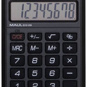 Maul ECO 250 Zakrekenmachine Zwart Aantal displayposities: 8 werkt op zonne-energie (b x h x d) 60 x 98 x 12 mm Maul ECO 250 Zakrekenmachine Zwart Aantal displayposities: 8 werkt op zonne-energie (b x h x d) 60 x 98 x 12 mm