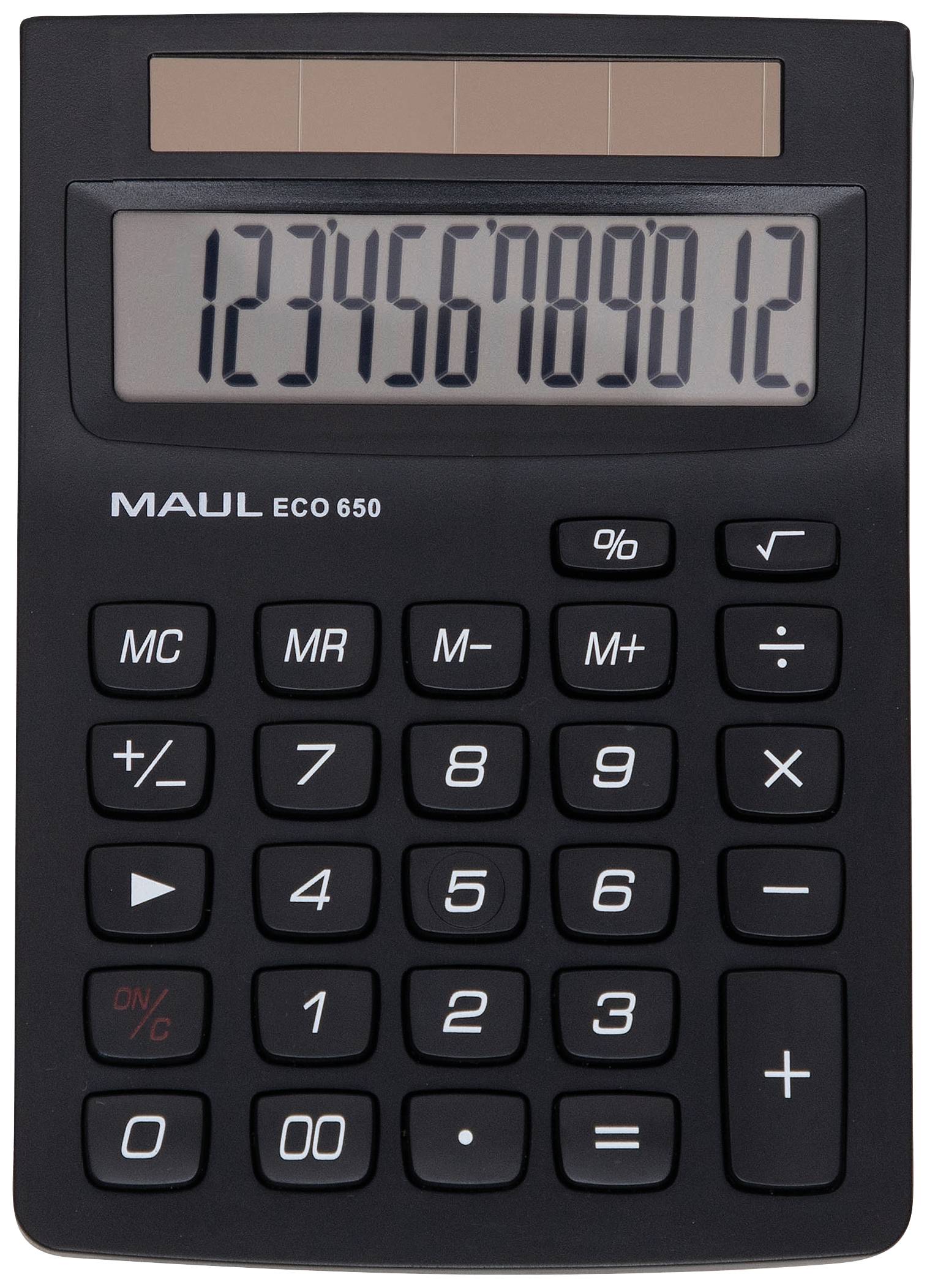 Maul ECO 650 Zakrekenmachine Zwart Aantal displayposities: 12 werkt op zonne-energie (b x h x d) 104 x 146 x 33 mm