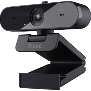 Trust TW-250 QHD Webcam 2560 x 1440 Pixel Standvoet, Klemhouder Trust TW-250 QHD Webcam 2560 x 1440 Pixel Standvoet, Klemhouder