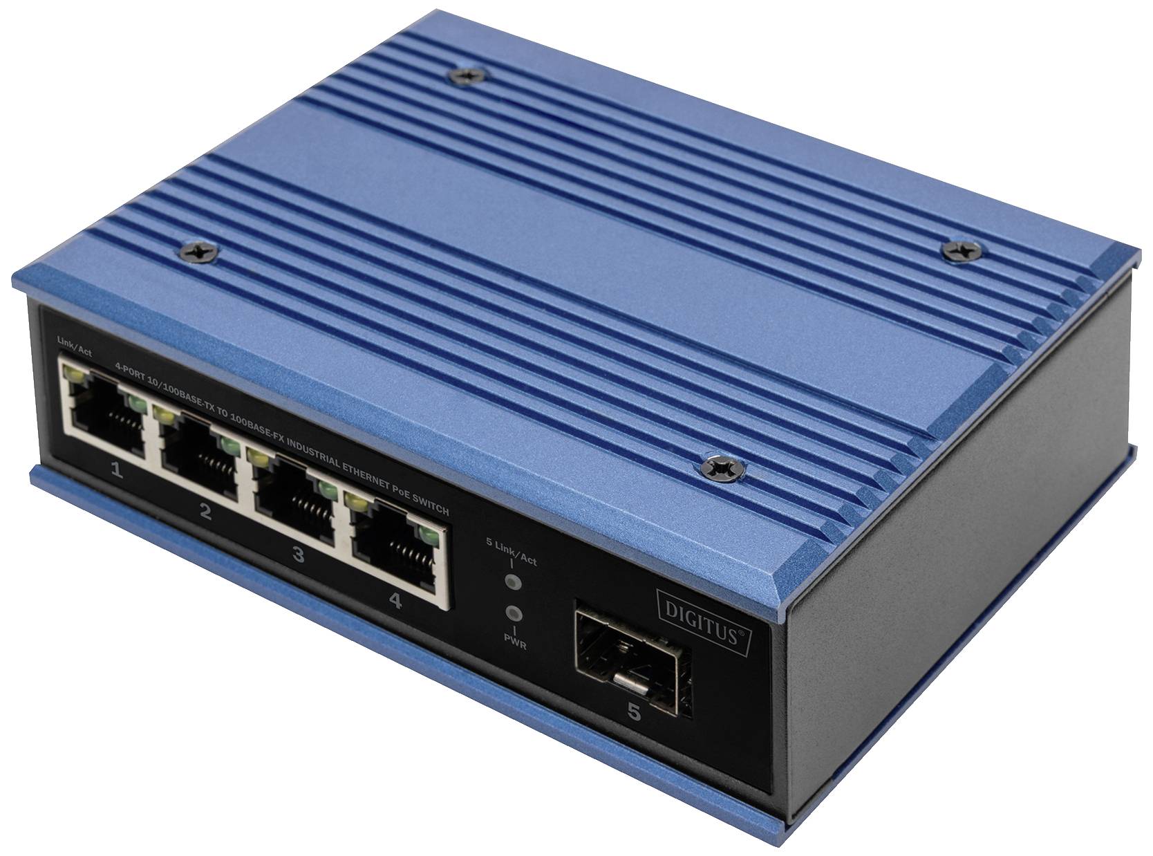 Digitus DN-651131 DN-651131 Industrial Ethernet Switch 4 + 1 poorten 10 / 100 MBit/s PoE-functie