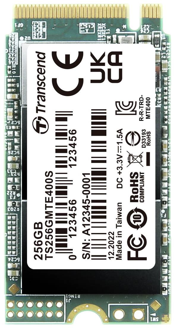 Transcend MTS400S 256 GB NVMe/PCIe M.2 SSD 2242 harde schijf PCIe NVMe 3.0 x4 Retail TS256GMTE400S
