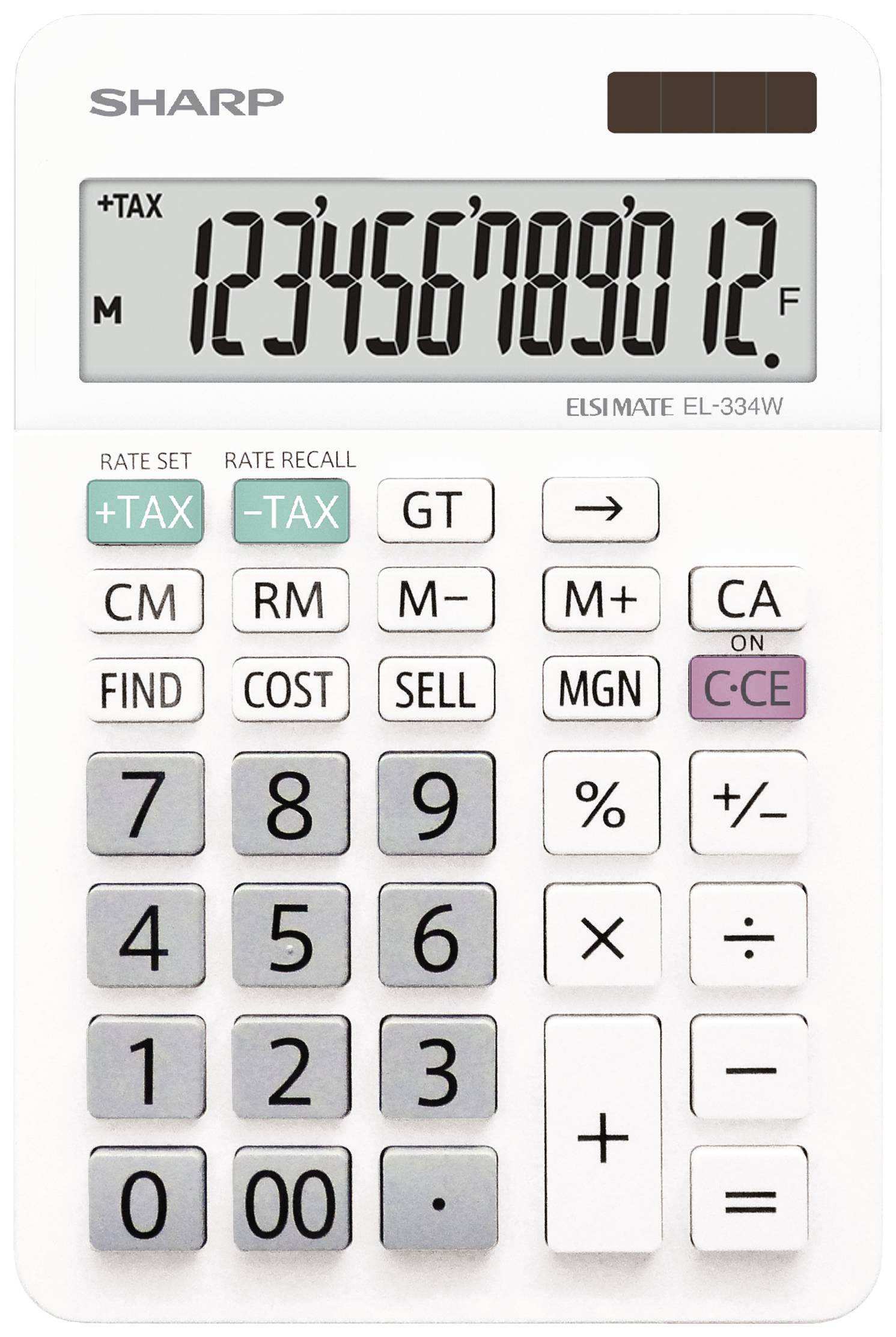 Sharp EL-334W Bureaurekenmachine Wit Aantal displayposities: 12 werkt op batterijen, werkt op zonne-energie (b x h x d)