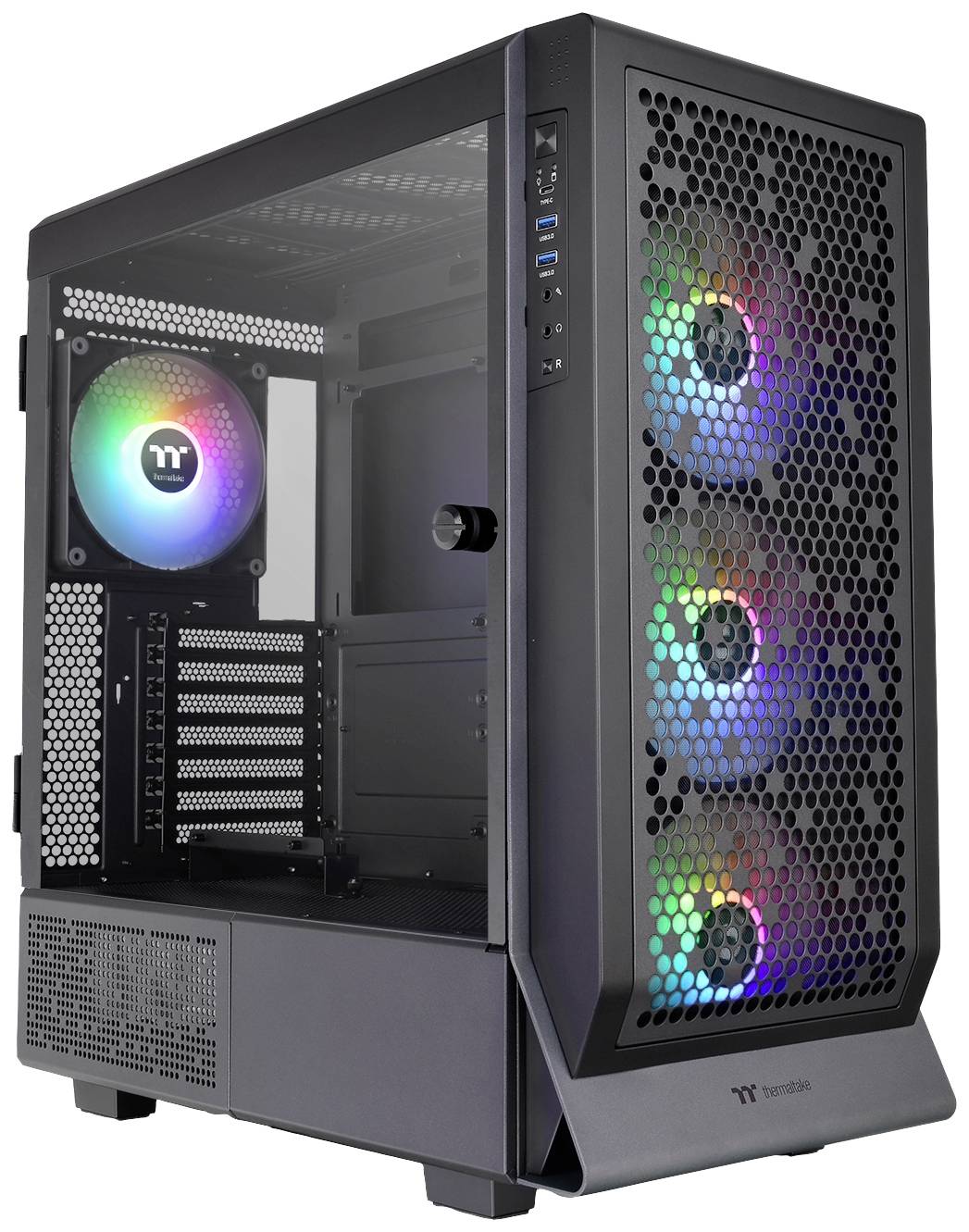 Thermaltake CA-1X5-00M1WN-00 Midi-tower Gaming-behuizing Zwart 4 voorgeïnstalleerde LED-ventilators, Zijvenster