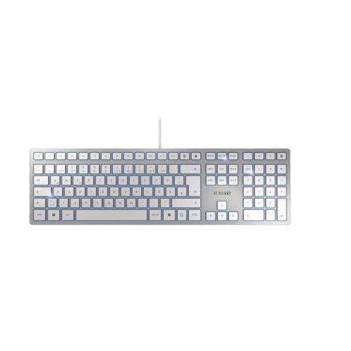 CHERRY KC 6000 Slim Toetsenbord USB AZERTY, Belgisch Zilver Geluidsarme toetsen