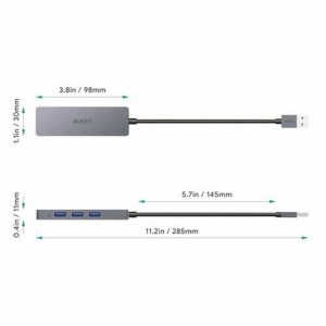 Aukey CB-H36 4260397843871 USB-hub 4 poorten USB-A USB 3.0 5 GBit/s Zilver Aukey CB-H36 4260397843871 USB-hub 4 poorten USB-A USB 3.0 5 GBit/s Zilver