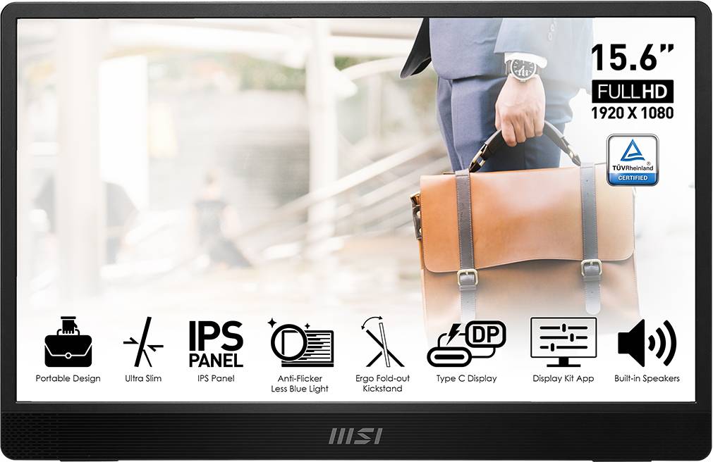MSI PRO MP161DE Videomonitor Energielabel C (A - G) 39.6 cm (15.6 inch) 1920 x 1080 Pixel 16:9 4 ms USB-C, Mini-HDMI IPS