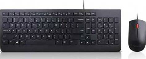 Lenovo Essential Wired Combo Set met toetsenbord en muis USB Multimediatoetsen, Spatwaterdicht Portugees Zwart