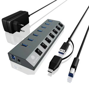 ICY BOX IB-HUB1701-C3, 7 Port USB 3.0 Type-A Hub, Aluminium Gehäuse, mit 7x USB Type-A, 60838 USB-hub 7 poorten USB-A US ICY BOX IB-HUB1701-C3, 7 Port USB 3.0 Type-A Hub, Aluminium Gehäuse, mit 7x USB Type-A, 60838 USB-hub 7 poorten USB-A US