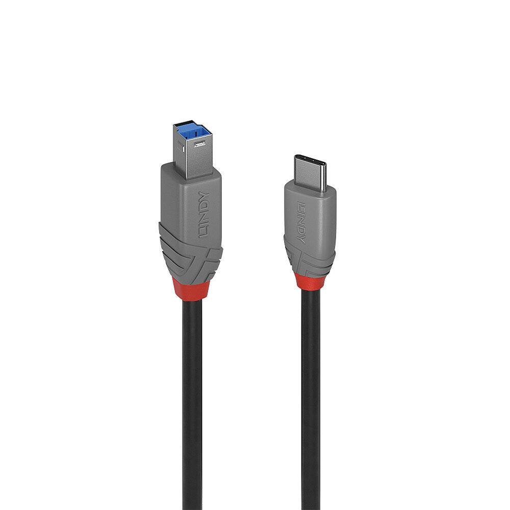 LINDY 36666 USB-kabel USB 3.2 Gen1 USB-C stekker, USB-B stekker 1.00 m Zwart