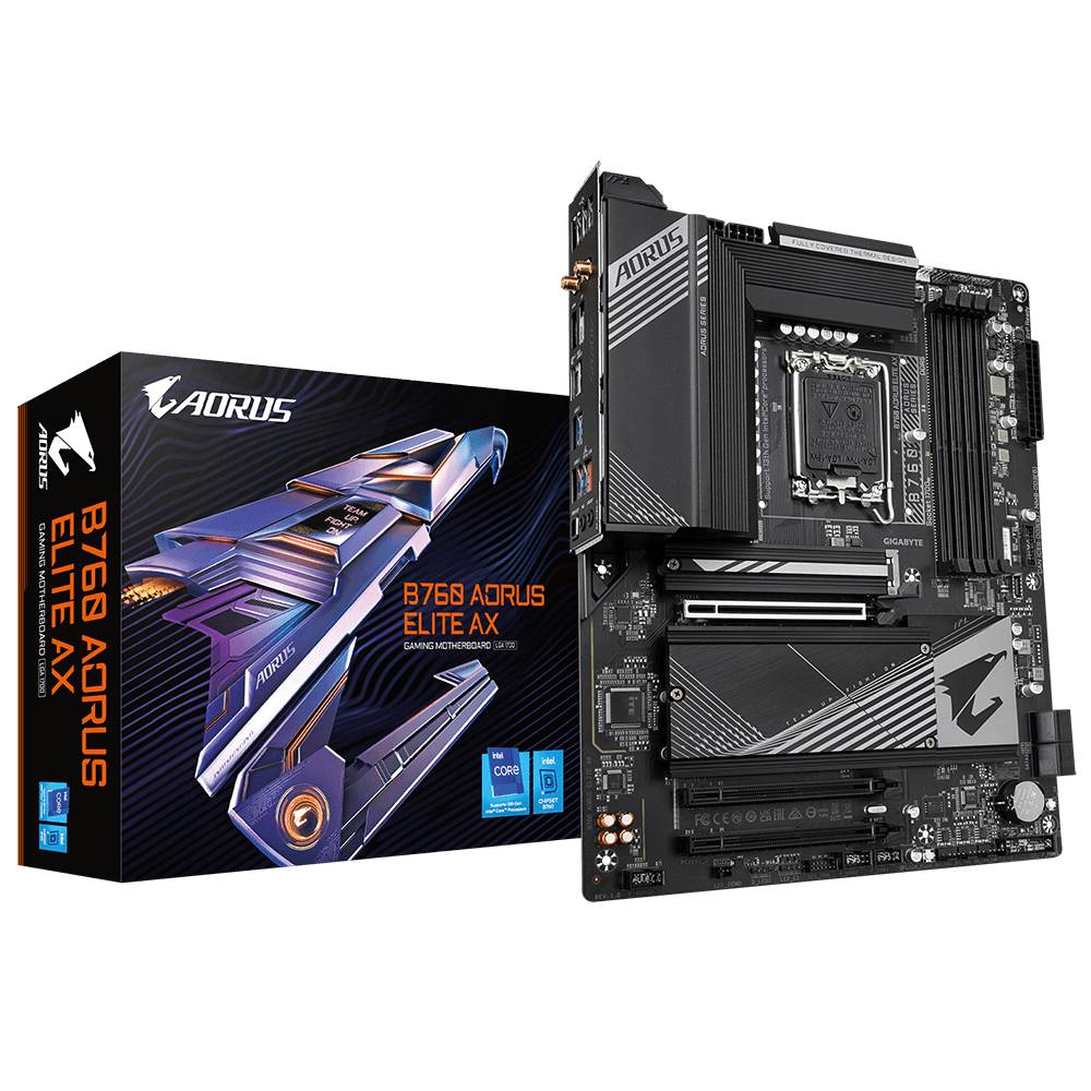 Gigabyte B760 AORUS ELITE AX (rev. 1.0) Moederbord Socket Intel LGA 1700 Vormfactor Micro-ATX Moederbord chipset Intel®