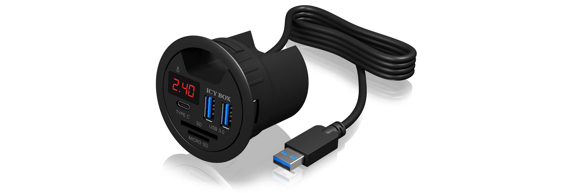 ICY BOX 60124 USB-hub 3 poorten USB-A USB 3.0 5 GBit/s Zwart