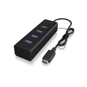 ICY BOX 60256 USB-hub 4 poorten USB-A USB 3.0 5 GBit/s Met USB-C stekker Zwart ICY BOX 60256 USB-hub 4 poorten USB-A USB 3.0 5 GBit/s Met USB-C stekker Zwart