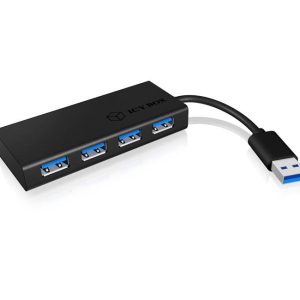 ICY BOX 70408 USB-hub 4 poorten USB-A USB 3.0 5 GBit/s Zwart ICY BOX 70408 USB-hub 4 poorten USB-A USB 3.0 5 GBit/s Zwart