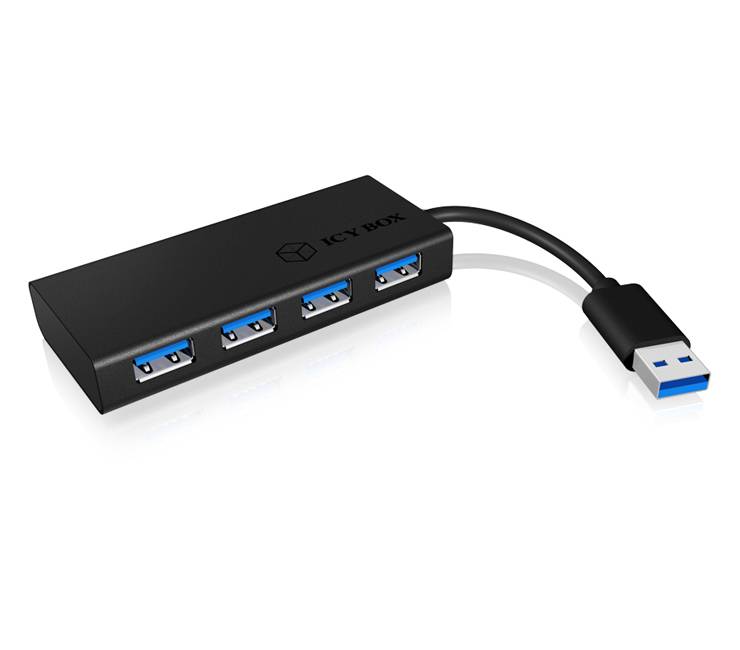 ICY BOX 70408 USB-hub 4 poorten USB-A USB 3.0 5 GBit/s Zwart
