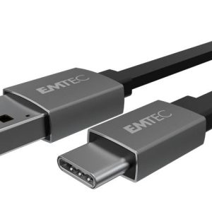 Emtec ECCHAT700TC USB-kabel USB-A stekker, USB-C stekker 1.20 m Zwart Plat