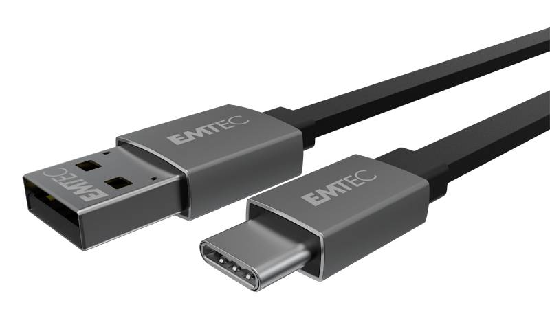 Emtec ECCHAT700TC USB-kabel USB-A stekker, USB-C stekker 1.20 m Zwart Plat