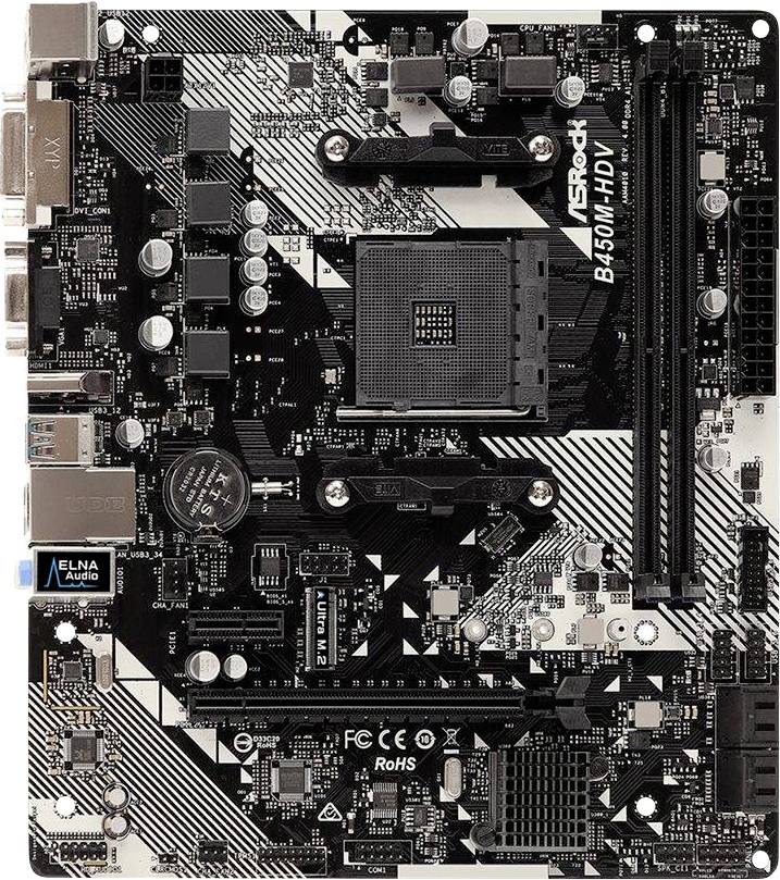 ASRock B450M-HDV R4.0 Moederbord Socket AMD AM4 Vormfactor Micro-ATX Moederbord chipset AMD® B450