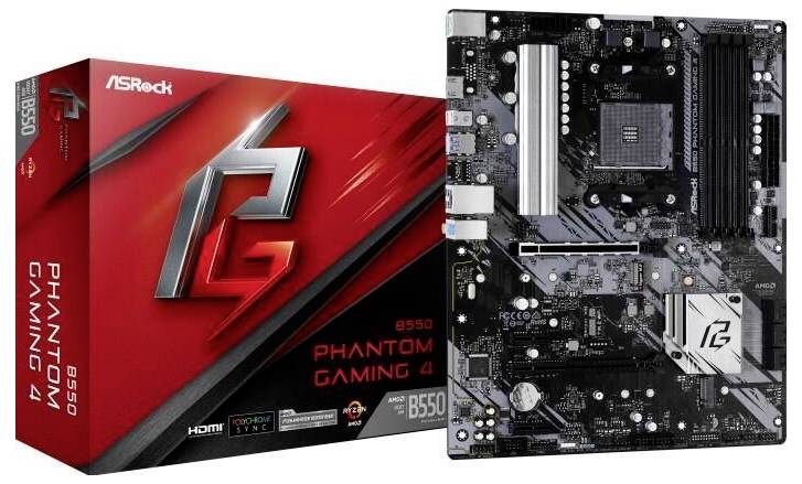 ASRock B550 Phantom Gaming 4 Moederbord Socket AMD AM4 Vormfactor ATX Moederbord chipset AMD® B550