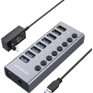 GrauGear G-HUB71-A G-HUB71-A USB-hub 7 poorten USB-A USB 3.0 5 GBit/s Individueel schakelbaar Meerdere kleuren GrauGear G-HUB71-A G-HUB71-A USB-hub 7 poorten USB-A USB 3.0 5 GBit/s Individueel schakelbaar Meerdere kleuren