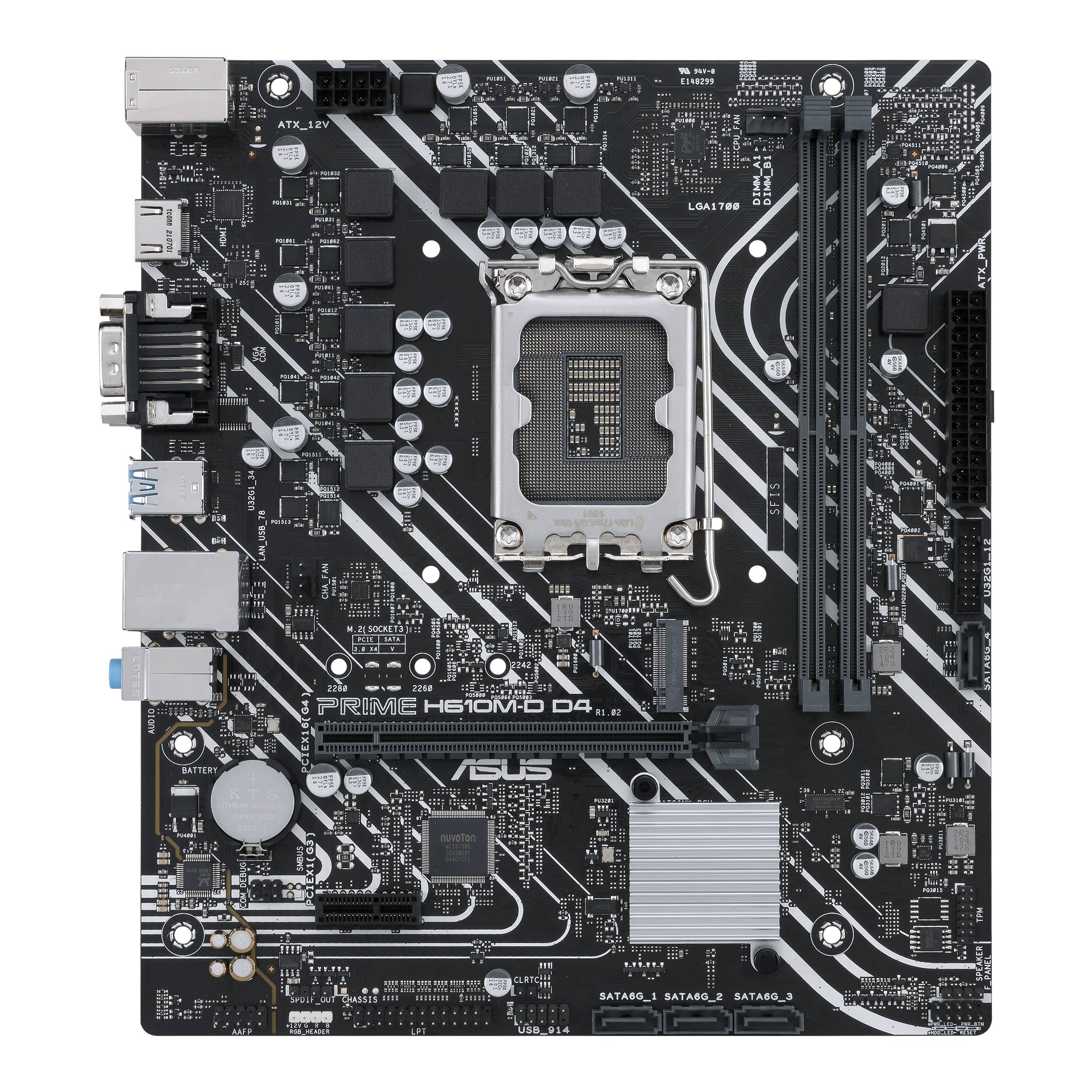 Asustek Computer PRIME H610M-D D4 Moederbord Socket Intel LGA 1700 Vormfactor Micro-ATX Moederbord chipset Intel® H610