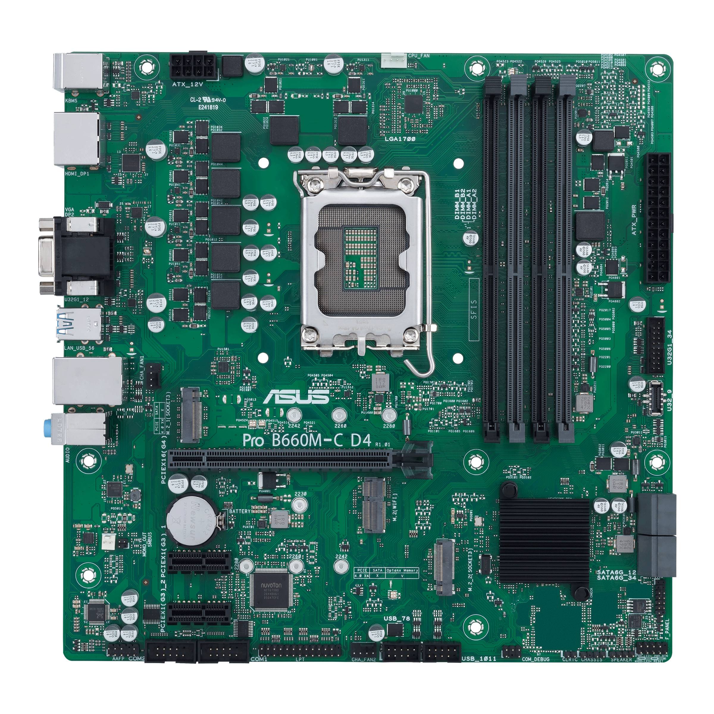 Asustek Computer PRO B660M-C D4-CSM Moederbord Socket Intel LGA 1700 Vormfactor Micro-ATX Moederbord chipset Intel® B660