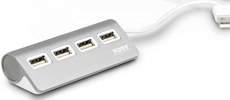 PORT Designs 900120 900120 USB-hub 4 poorten USB-A USB 2.0 480 MBit/s Grijs, Wit