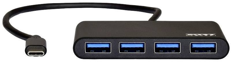 PORT Designs 900123 900123 USB-hub 4 poorten USB-A USB 3.0 5 GBit/s Met USB-C stekker Zwart