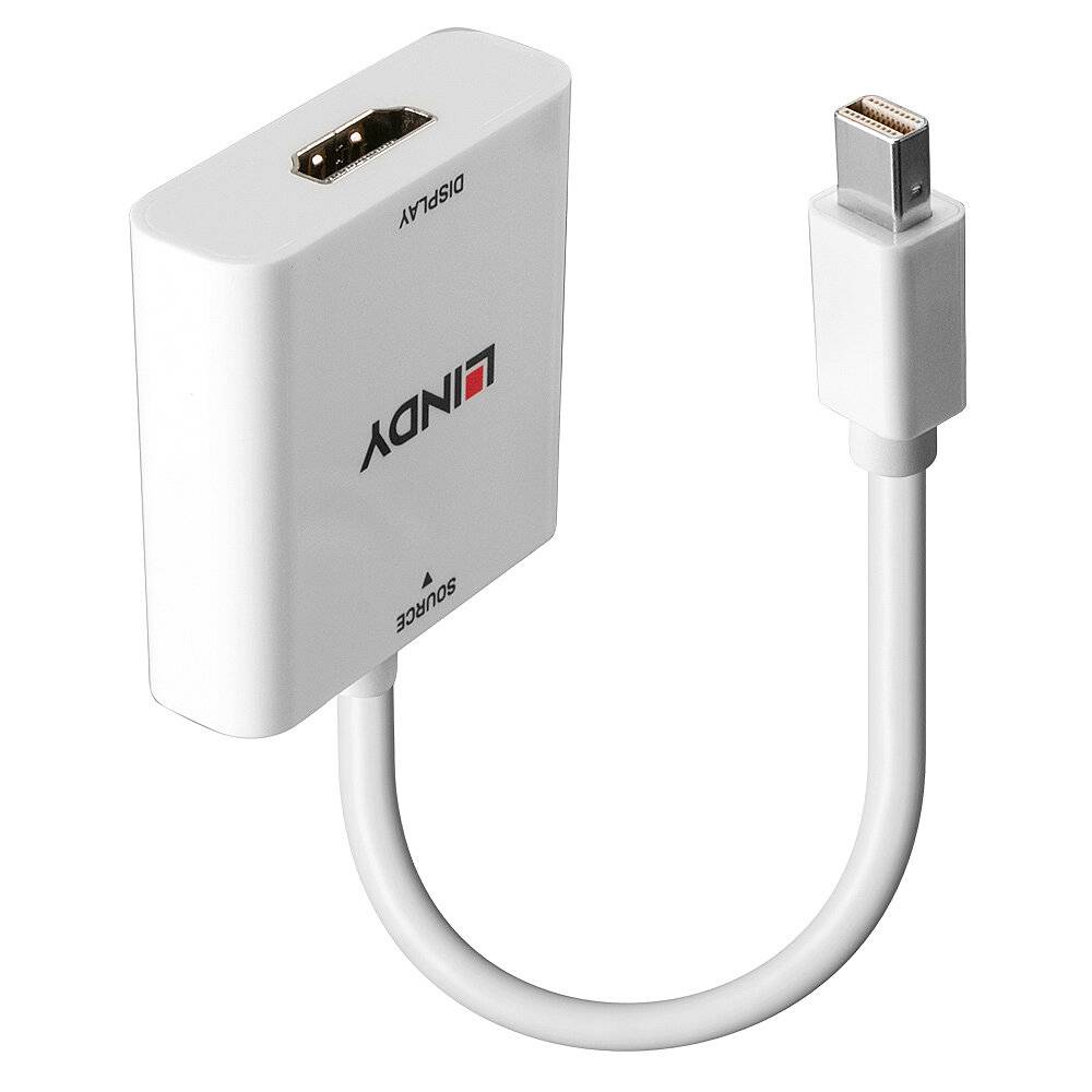 LINDY 38319 HDMI-kabel Aansluitkabel Mini DisplayPort-stekker, HDMI-A-bus 18 cm Meerdere kleuren