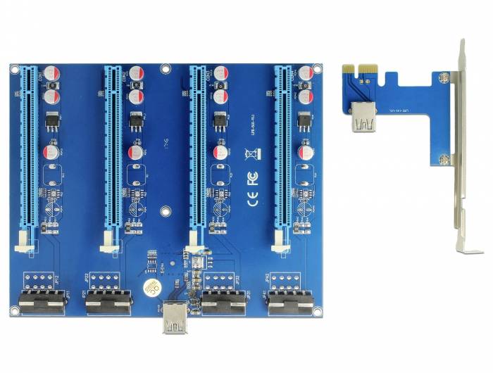 Delock PCIe Riser-kabel PCIe x16 bus, USB-A bus 0.60 m Blauw 41427