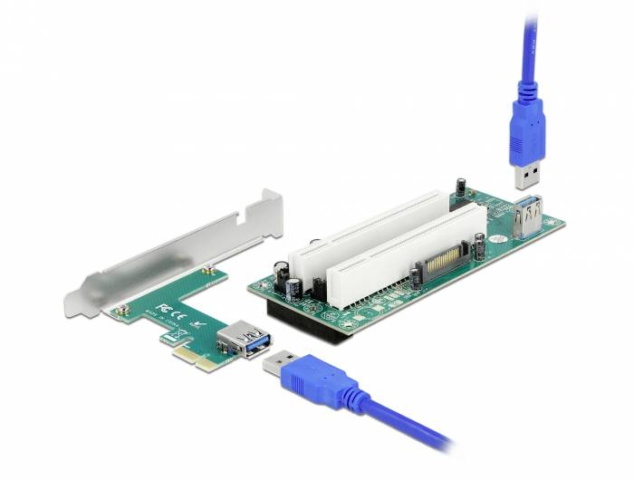 Delock Riser Card Riser-kaart USB, PCI-Express, SATA PCIe x1