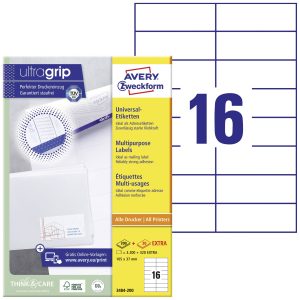 Avery-Zweckform 3484-200 Universele etiketten 105 x 37 mm Papier Wit 3520 stuk(s) Permanent hechtend Laser (zwart/wit), Avery-Zweckform 3484-200 Universele etiketten 105 x 37 mm Papier Wit 3520 stuk(s) Permanent hechtend Laser (zwart/wit),
