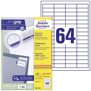Avery-Zweckform 3667-200 Universele etiketten 48.5 x 16.9 mm Papier Wit 14080 stuk(s) Permanent hechtend Laser (zwart/wi Avery-Zweckform 3667-200 Universele etiketten 48.5 x 16.9 mm Papier Wit 14080 stuk(s) Permanent hechtend Laser (zwart/wi
