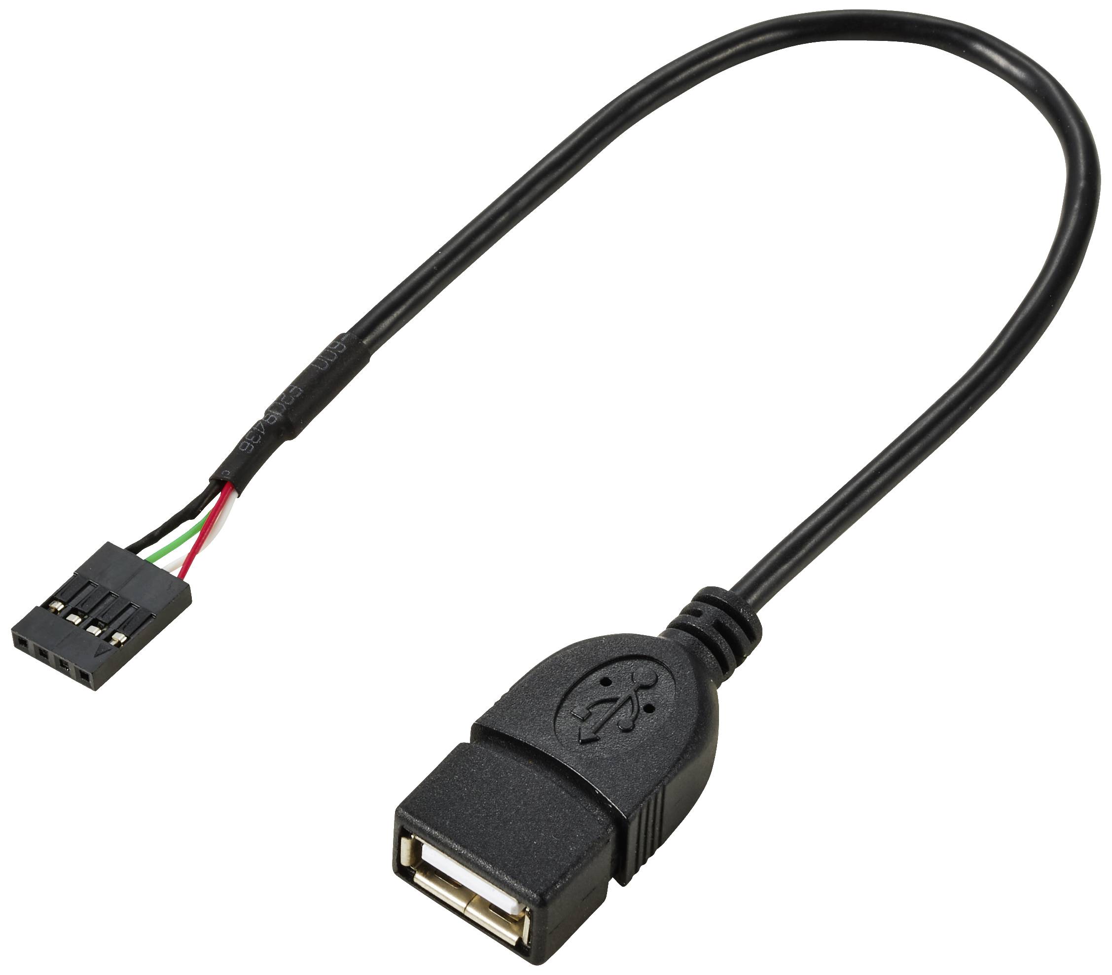 Renkforce RF-5719746 USB-kabel USB 2.0 Shrouded header 4-polig, USB-A bus 0.20 m Zwart